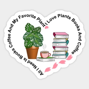 Coffee Books And Plant Sticker